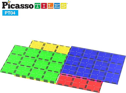 PicassoTiles Kids Toy Magnetic Building Blocks Magnet Tiles Supersized Large Stabilizer Base Jumbo XL Plate Foundation Education Construction Kit Engineering STEM Children Learning Stacking Set