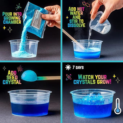 Original Stationery Crystal Growing Kit - Unicorn Terrarium, 6.3 x 5.8 in, Multicolor - STEM Science & Craft Kits for Kids Ages 7-12 - Grow Your Own Crystal Garden with Magic Rocks & Flower Charms