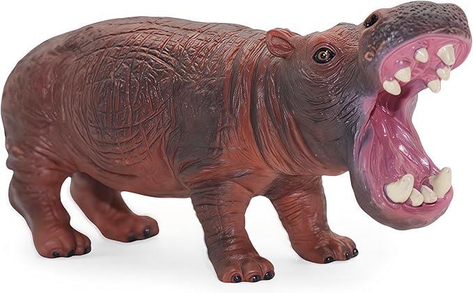 Gemini&Genius Safari Animal Toys, Hippo Figurine Toy, Wildlife World Action Figures, Great Gifts, Collection, Cake Topper, Storytelling Props and Room Decor for Kids 4 Years Old and Up