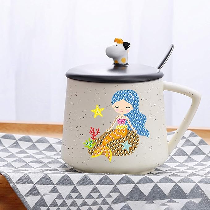 Gem Diamond Art Painting Stickers Kit for Kids,5D Diamond Mosaic Stickers by Numbers Kits Crafts Set for Children, Boys and Girls,Creative Handmade Art Craft Decorations Gift (Mermaid)