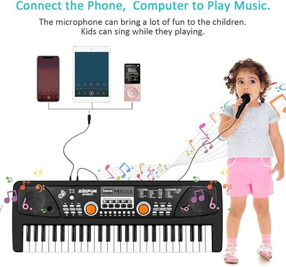 Kids Piano Keyboard, 49 Key Electric Piano Musical Learning Toy for Beginners with Microphone, Music Toys Birthday Xmas Gifts for Kids Toddlers 3-12 Years Old
