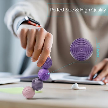 luckdoor Silicone Magnetic Balls Fidget Toys for Adults & Teens,4PCS Stress Relief Sensory Toys for Autism ADHD Anxiety,Fun Textures Gadgets,Office Desk Toy,Stocking Stuffer for Men Women Teen Gift
