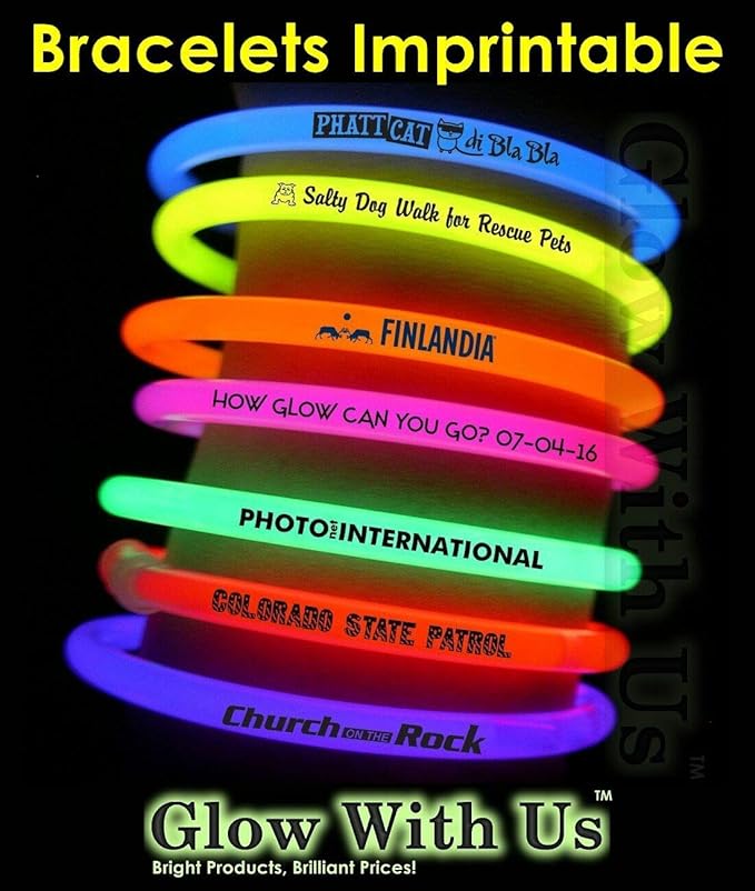 Glow Sticks Bulk Wholesale Bracelets, 2500 8” Orange Glow Stick Glow Bracelets, Bright Color, Glow 8-12 Hrs, Glow Party Favors Supplies, Sturdy Packaging, GlowWithUs Brand