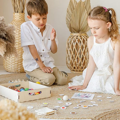 Ulanik Balls on Board Toddler Montessori Toys for 3 Year Old + Kids Wooden Peg Sorter Game for Learning Color Sorting and Counting Preschool Education — 36 pcs