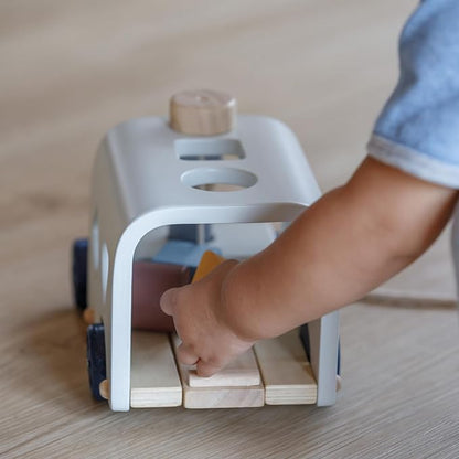 PlanToys® Sorting Bus Wooden Toy for Kids Ages 3+ | Montessori Shape & Colour Learning Activity for Sorting, Coordination & Fine Motor Skills | Eco-Friendly Educational Playset