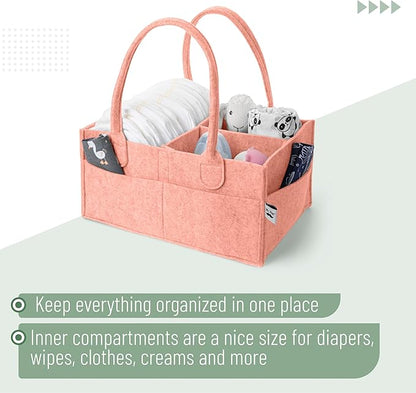 Mr. Pen- Baby Diaper Caddy Organizer, Coral, Nursery Storage Bin and Car Organizer for Diapers and Baby Wipes