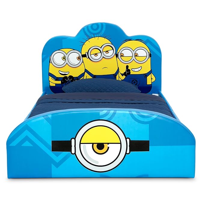 Delta Children Minions Upholstered Twin Bed, Blue