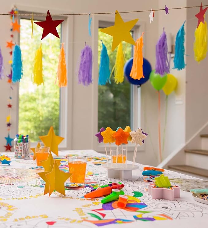 HearthSong Crafty Creations Star Bright Themed Party Supplies Decorating Kit - 241Piece - Tabletop & Hanging Decorations, Multicolor