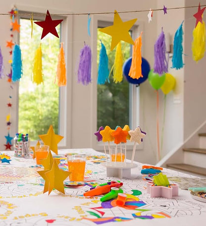 HearthSong Crafty Creations Star Bright Themed Party Supplies Decorating Kit - 241Piece - Tabletop & Hanging Decorations, Multicolor