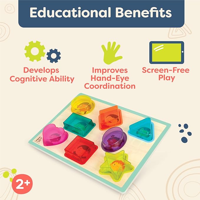 B. toys- Shapes & Emotions- Chunky Puzzle – Toddler Puzzle – Geometric Shapes & Emotions – Classic Toys for Kids – 2 Years +