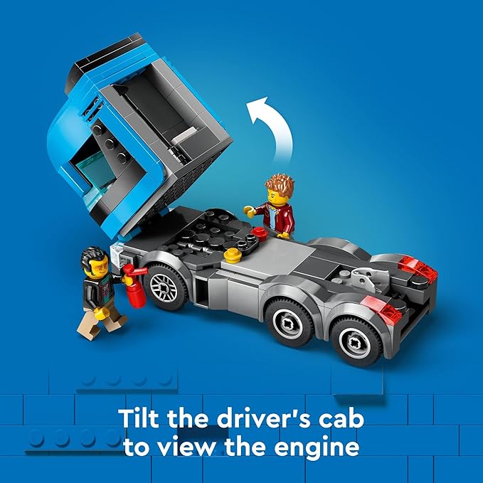 LEGO City Car Transporter Truck with Sports Cars Building Toy Set - Semi Truck Toy with Carrier & Trailer for Boys & Girls, Ages 7+ - Gift Idea for Kids - 60408