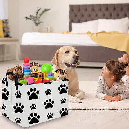 Rectangular Dog Basket,Nursery Hamper,Collapsible canvas kids toy storage box,Kids room storage basket,Gift Basket(Dogs)