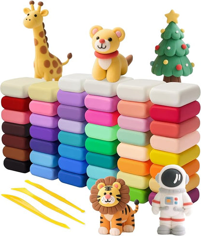 Modeling Clay Kit - 42 Colors Air Dry Clay, DIY Molding Magic Clay Includes Tools and Christmas Accessories, Modeling Clay for Kids is an Ideal Holiday Gift for Children Over 3 Years Old.