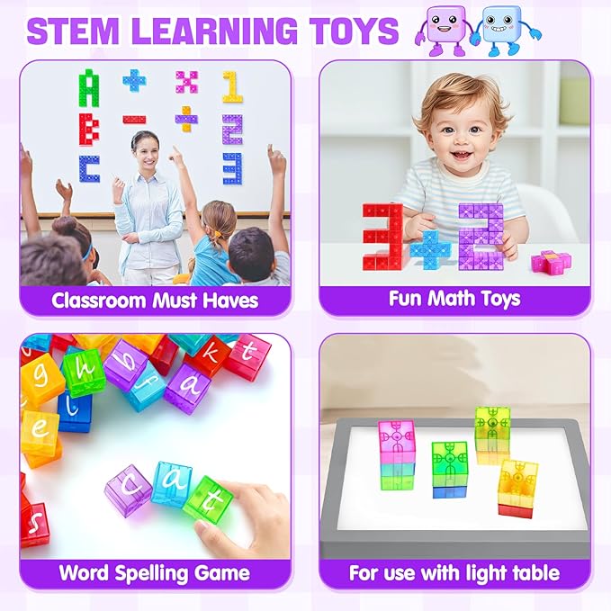 Magnetic Blocks - 32pcs Translucent Magnetic Building Blocks for Toddlers 1-3, STEM Rainbow Magnetic Cubes for Kids Ages 2-4, Magnet Toys for Kids 3-5, Christmas Birthday Gifts for Girls & Boys