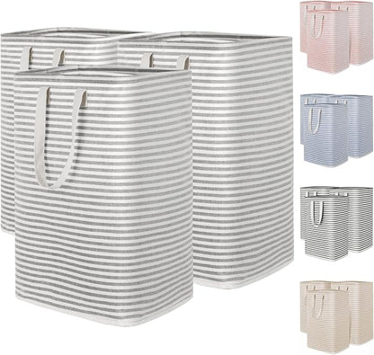 Lifewit 3 Pack Laundry Basket 80L Each, Collapsible Clothes Hamper with Reinforced Handles, Freestanding Waterproof Design for Bedroom and Laundry Room, Grey 240L Total
