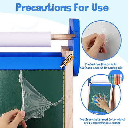 Joyooss Art Easel for Kids Easel for Toddlers, Kids Art Easel Magnetic Whiteboard & Chalkboard Adjustable Standing Wooden, Art Easel for Kids Age 4-8 9-12 Easel Kids Easels for Toddler Art Easel