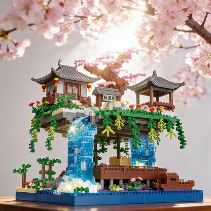 Beego Cherry Blossom Bonsai Tree Architecture Mini Building Kit Set, Chinese Peach BlossomArchitecture Building Blocks with Light, Japanese Sakura Tree House Gift for Adults, Teen(2500PCS)