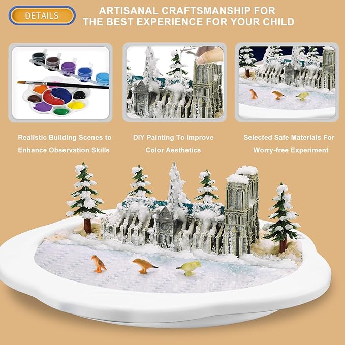 Snow Making Experiment Kits, Snow Making Fun Science Kits for Kids, DIY Educational Painting 3D Snow Scene Science Experiment Kit Snow Making Experiment Scene Painting DIY Model Science Toys-3001