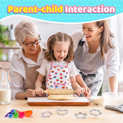 Toyze Birthday Gifts for 3-8 Year Old Girls Cute Stuff Apron for Girls Kids Cooking Sets Toddler Toys Kids Chef Hat and Apron Easter Christmas Stocking Stuffers White-with Cookbook