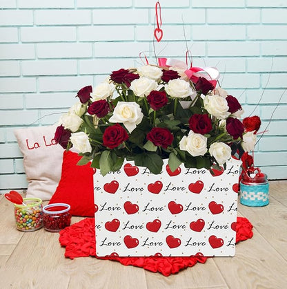 NTAOHAMPER Rectangular Storage Basket Empty,Storage Bin with Handles,Room Decor,Gift Basket,Book Box(Heart)