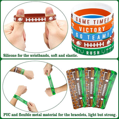 40 Pieces Football Party Favors, Football Silicone Wristbands Football Rubber Bracelets for Football Game Day Teens Birthday Football Theme Party Football Team Awards Presents