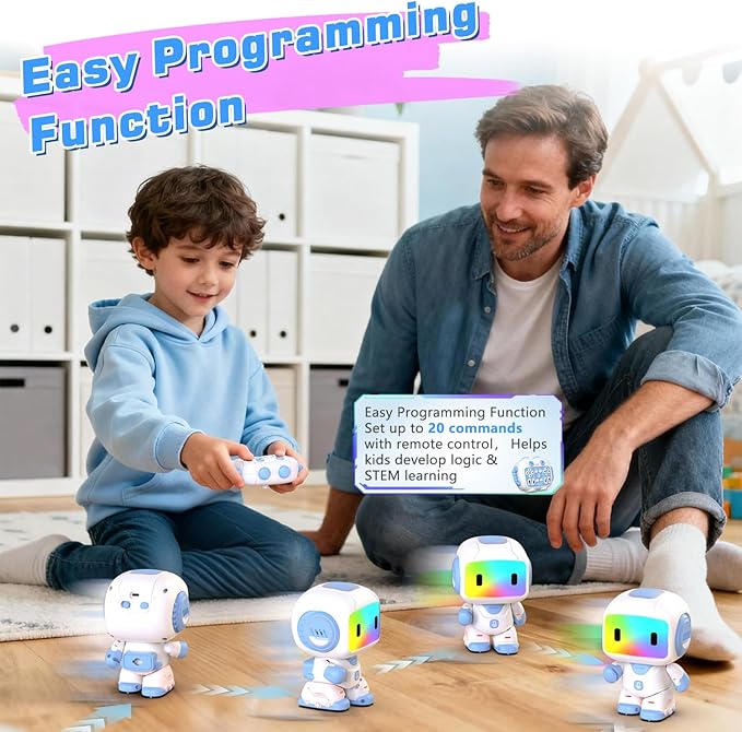Robot Toy for Kids,Remote Control Robots with Smart Interactive Dancing, Programmable Toy, Rechargeable Robots Toys for Age 3-8 Year Old Boys and Girls Christmas Birthday Gift Present Blue