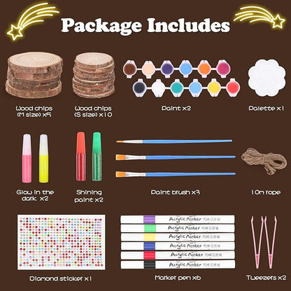 Wooden Painting Craft Supplies Kit for Kids, Arts and Crafts for Boys and Girls Ages 6-12, Creative Art Toys Birthday Christmas Gifts for 5 6 7 8 Year Old Girls Boys