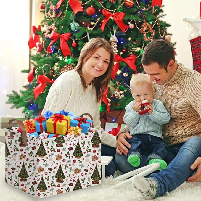 Rectangular Christmas tree Basket,Nursery Hamper,Waterproof and foldable Tree Basket Baby Storage Bin,Boy and Girls Christmases Room Decor,gift basket(Christmas tree)