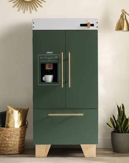 ROBUD Kids Play Kitchen - Vintage Green Refrigerator for Kids Kitchen Playset with Accessories - Pretend Toddlers' Kitchen Toy Fridge - Perfect Baby Gift for Ages 3-8