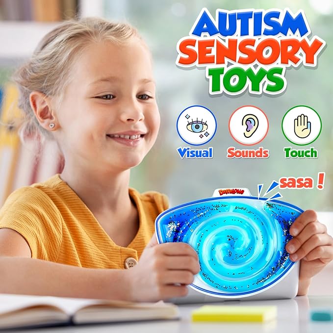 Squishy Sensory Toys for Kids - 4 Pack Fidget Toy Sensory Maze for Autism - Stress Relief Toys for Calm Down - Squeeze Fidget Toy Filled Goo, Glitter, Prizes for Kids Classroom, Goodie Bags Stuffers