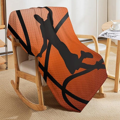 Basketball Throw Blanket - Soft Flannel Sports Basketball Blankets for Teens Adults Women Men Basketball Lovers - Warm Basketball Throw Blankets for All Season Lap, Chair, Sofa - 70"x50"