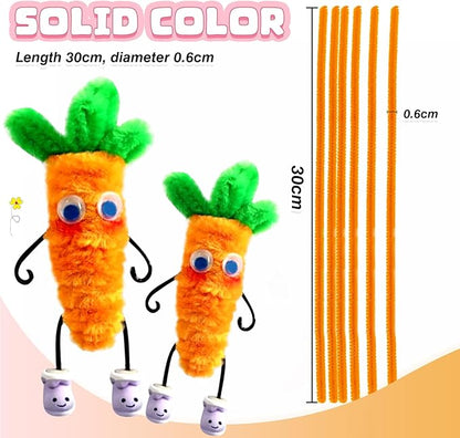 TOAOB 100pcs Pipe Cleaners Orange Pipe Cleaners Chenille Stems 6mm x 12 Inch Fuzzy Sticks Crafts Supplies for DIY Art Crafts Decorations