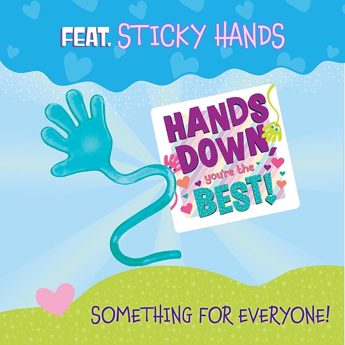 Peaceable Kingdom Valentines Cards for Kids Classroom, Set of 28 Valentines Day Gifts - Sticky Hands