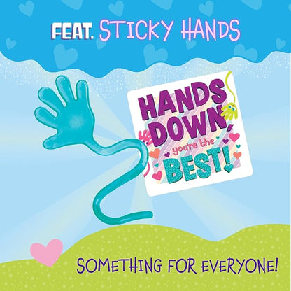 Peaceable Kingdom Valentines Cards for Kids Classroom, Set of 28 Valentines Day Gifts - Sticky Hands