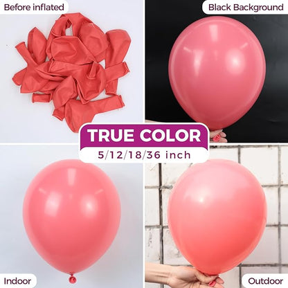 Bezente Coral Latex Party Balloons - 100 Pack 12 inch Round Helium Pastel Coral Red Balloons for Bachelorette Wedding Engagement Birthday Summer Themed Party Decorations