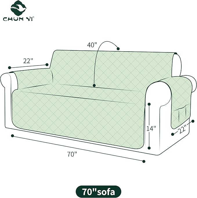 CHUN YI Couch Cover, Water Resistant Slipcover for 3 Cushion Sofa, Reversible Washable Sofa Cover with Adjustable Strap Storage Pocket for Living Room Dog Pet (Sofa, Chocolate)