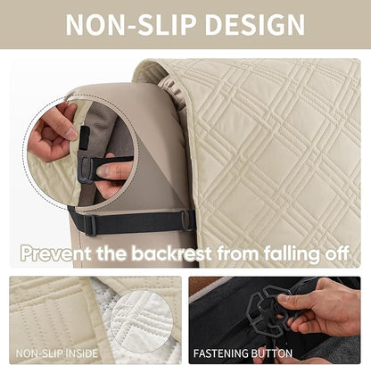 Easehomey 100% Waterproof Recliner Chair Covers, Non Slip Dog Chair Cover Furniture Protector Washable Chair Cover with Pocket, Elastic Straps for Kids,Pets,Dogs (Beige, 23.6")