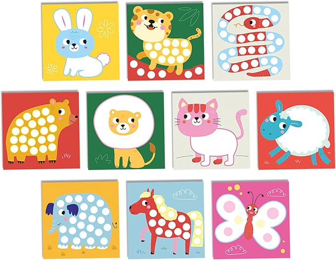 SES Creative: My First Fingerprint Paint Art - Craft Set, 10 Animal Coloring Sheets, Yellow-Red-Blue Non-Toxic Paint, Toy, Baby-Toddler-Kids Ages 1+