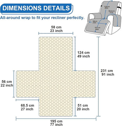 100% Waterproof Recliner Covers for Small recliners, Anti-Slip Recliner Chair Covers with 5 Pockets, Elastic Straps, Washable Recliner Protector for Kids, Pets, Dogs, Chocolate