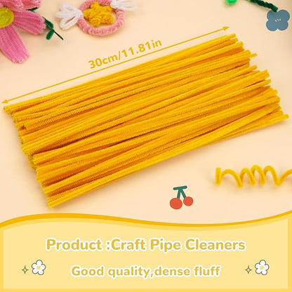 Pipe Cleaners, 100PCS Christmas Pipe Cleaners Craft Supplies, Light Golden Pipe Cleaners Bulk Fuzzy Sticks for DIY Art and Craft Projects Home Decoration