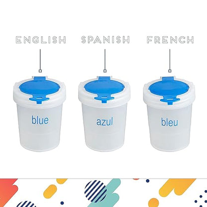 ECR4Kids Large Trilingual Paint Cups and Brushes, Art Set, Assorted, 13-Piece