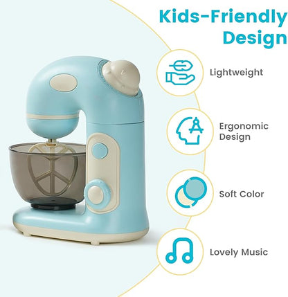 ROBOTIME Pretend Play Kitchen Appliances Toy, Toy Food for Kids Mixer Toy with Realistic Light and Sounds, Play Kitchen Accessories Set for Kids Ages 3+, Pretend Kitchen Toys for Boys and Girls