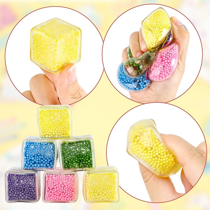 Hooqict 20Pcs Stress Cube Squishy Stress Balls Ice Cube Fidget Sensory Squeeze Toys Mini Squishies Squishy Cube for Kids Teen Adults Stress Relief Classroom Home Office