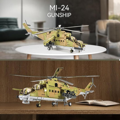 DAHONPA MI-24S Helicopter Medium Utility Military Army Airplane Building Bricks Set, 850+ Pieces Air-Force Build Blocks Toy, Gift for Kid and Adult