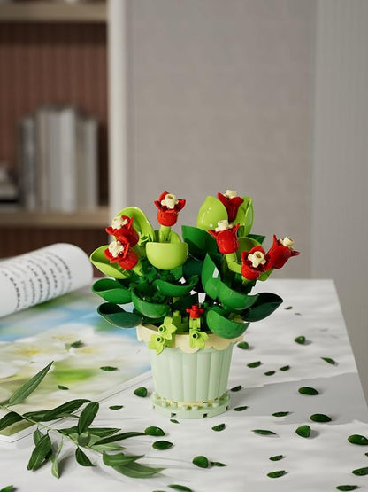 Jade Mini Flower Potted Plant Bonsai Building Toy Blocks Particle Flower Botanical