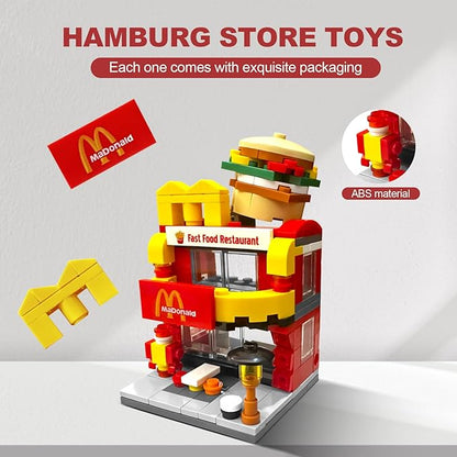 Building Blocks Set, Burger House DIY Bricks Toys, City Construction Stacker, Educational STEM Toys for 6 Years Old Boys and Girls, Toddler Building Blocks Gifts