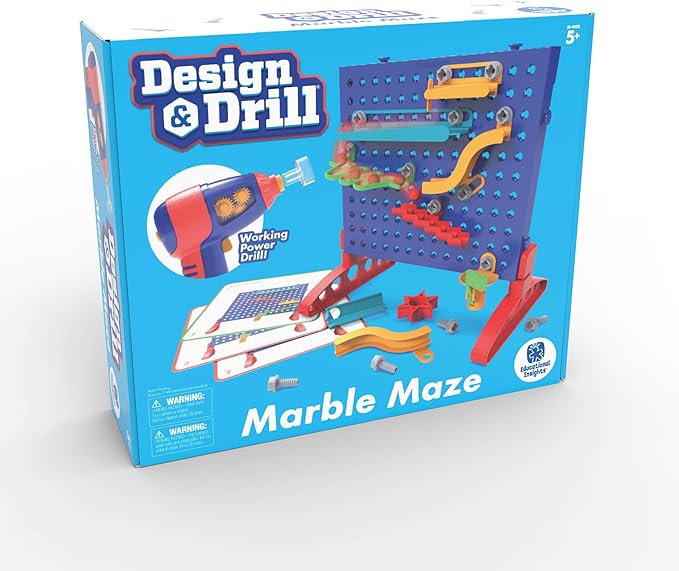 Educational Insights Design & Drill Marble Maze, Marble Run STEM Toy, Over 50 Pieces, Ages 5+