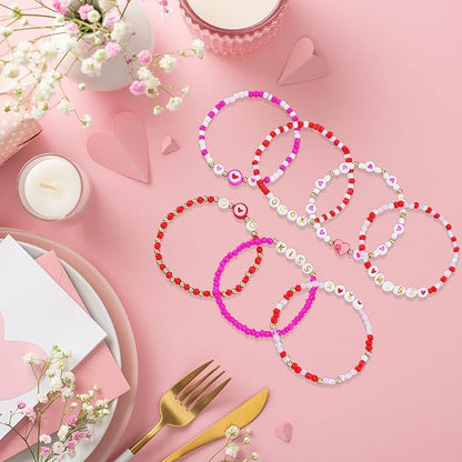 60 pcs Colorful Kids Friendship Bracelet Sets, Stackable Elastic Cute Beaded Bracelets Princess Pretend Play Bracelet Preppy Bracelets Bulk Set for Women Gift