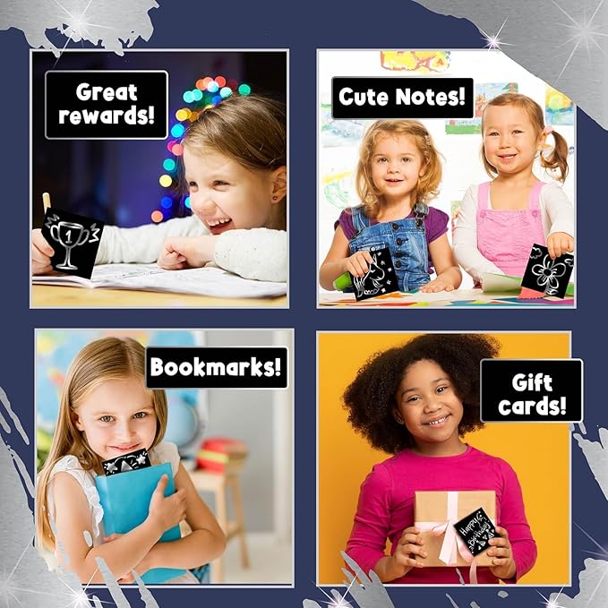 PURPLE LADYBUG Silver Holographic Scratch Art Mini Notes - Scratch Art Notes for Kids, Kids Games, Craft for Kids Summer Activities, Airplane Activities for Kids Ages 4-8, Camping Games for Kids