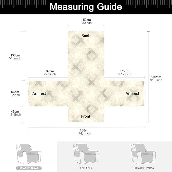 TAOCOCO 100% Waterproof Recliner Chair Cover, Small Recliner Covers for Recliner Chair with Pocket, Non Slip Reclining Chair Cover Furniture Protector for Kids, Pets(X-Small Chair, Black)